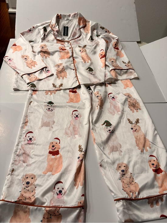 Sheshow Other - New Women’s White Holiday Dog Golden Retriever Print Pajama Set size XL